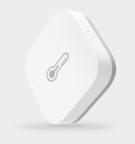 An Aqara Zigbee temperature and humidity sensor