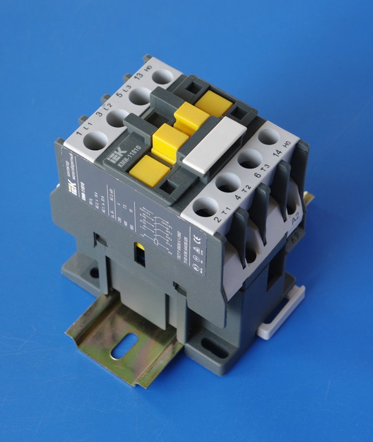 A DIN-rail mounted contactor