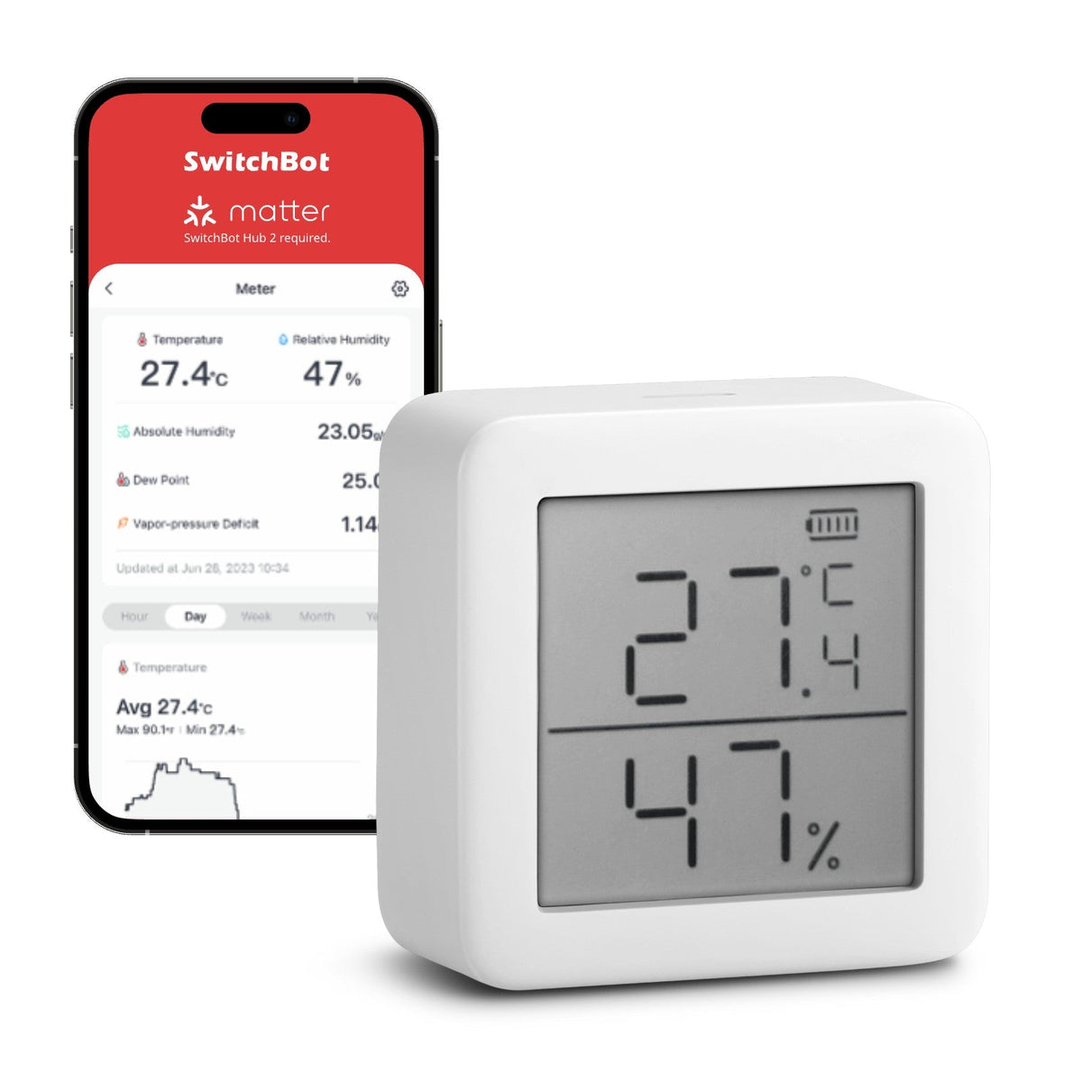 A SwitchBot Bluetooth thermometer-hygrometer