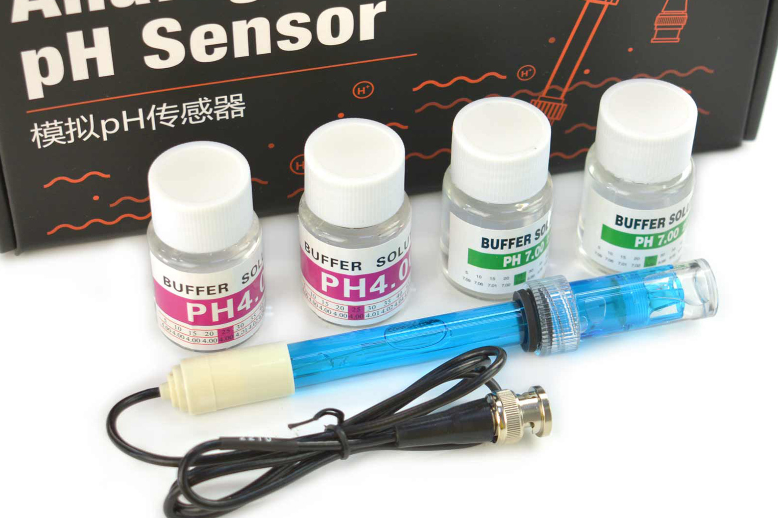 A pH probe and meter